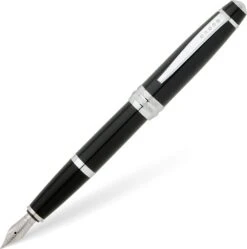 Cross® Cross Bailey Fountain Pen, Black Lacquer & Chrome, Medium Nib