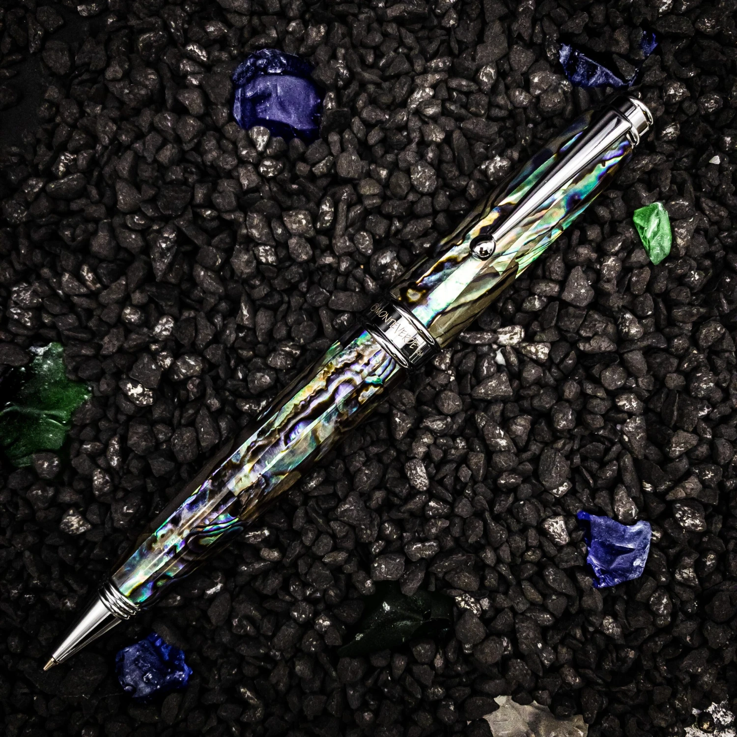 Monteverde Invincia Limited Edition Abalone Shell Ballpoint Pen, Chrome Trim 1 Monteverde Invincia Limited Edition Abalone Shell Ballpoint Pen, Chrome Trim