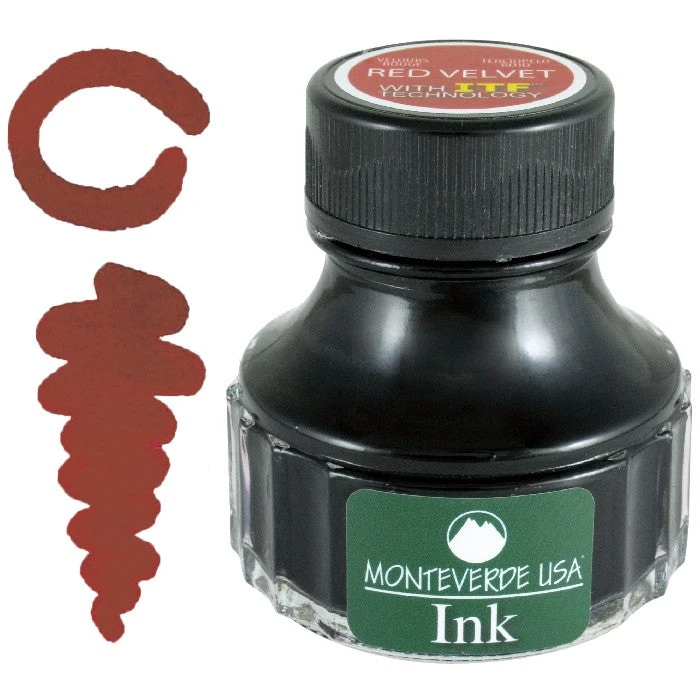 Monteverde 90ml Fountain Pen Ink Bottle, Red Velvet 1 Monteverde 90ml Fountain Pen Ink Bottle, Red Velvet