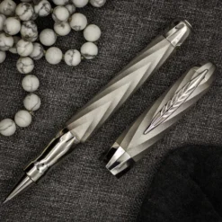 Pineider Jewelers Matrix Limited Edition Sterling Silver Rollerball Pen, Palladium Plated